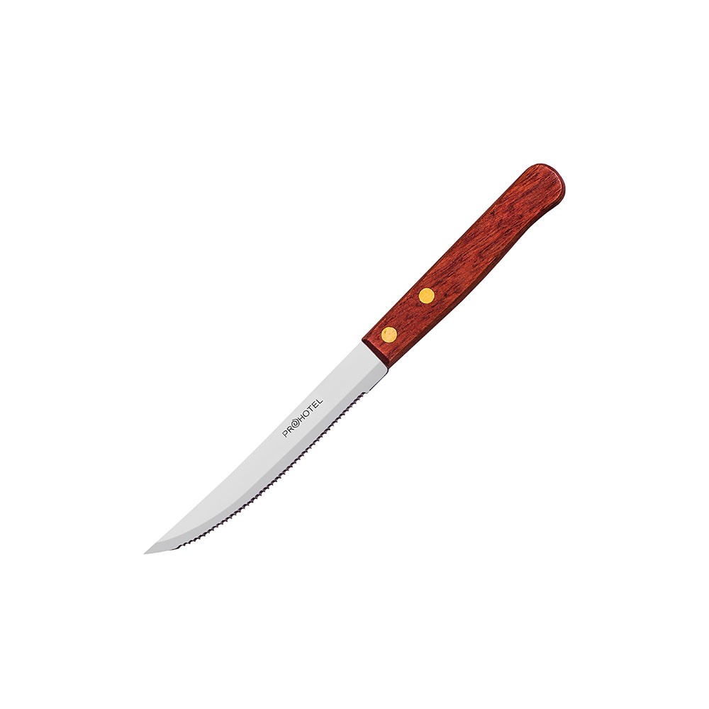 Нож для стейка «Проотель»; сталь нерж., дерево; L=215/115, B=15мм; металлич., коричнев.
