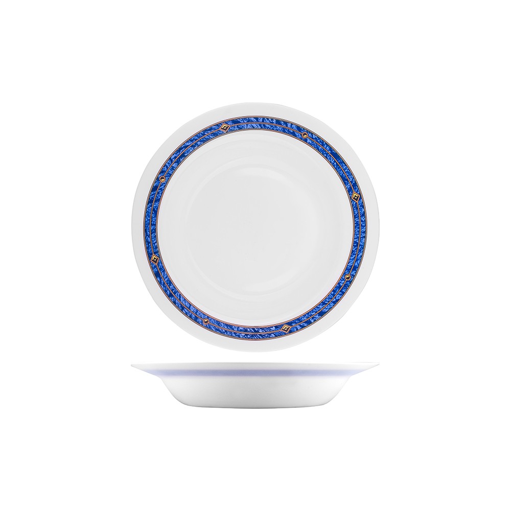 Блюдо круглое глубокое «Астрал»; стекло; 0, 65л; D=291, H=68мм; белый, синий