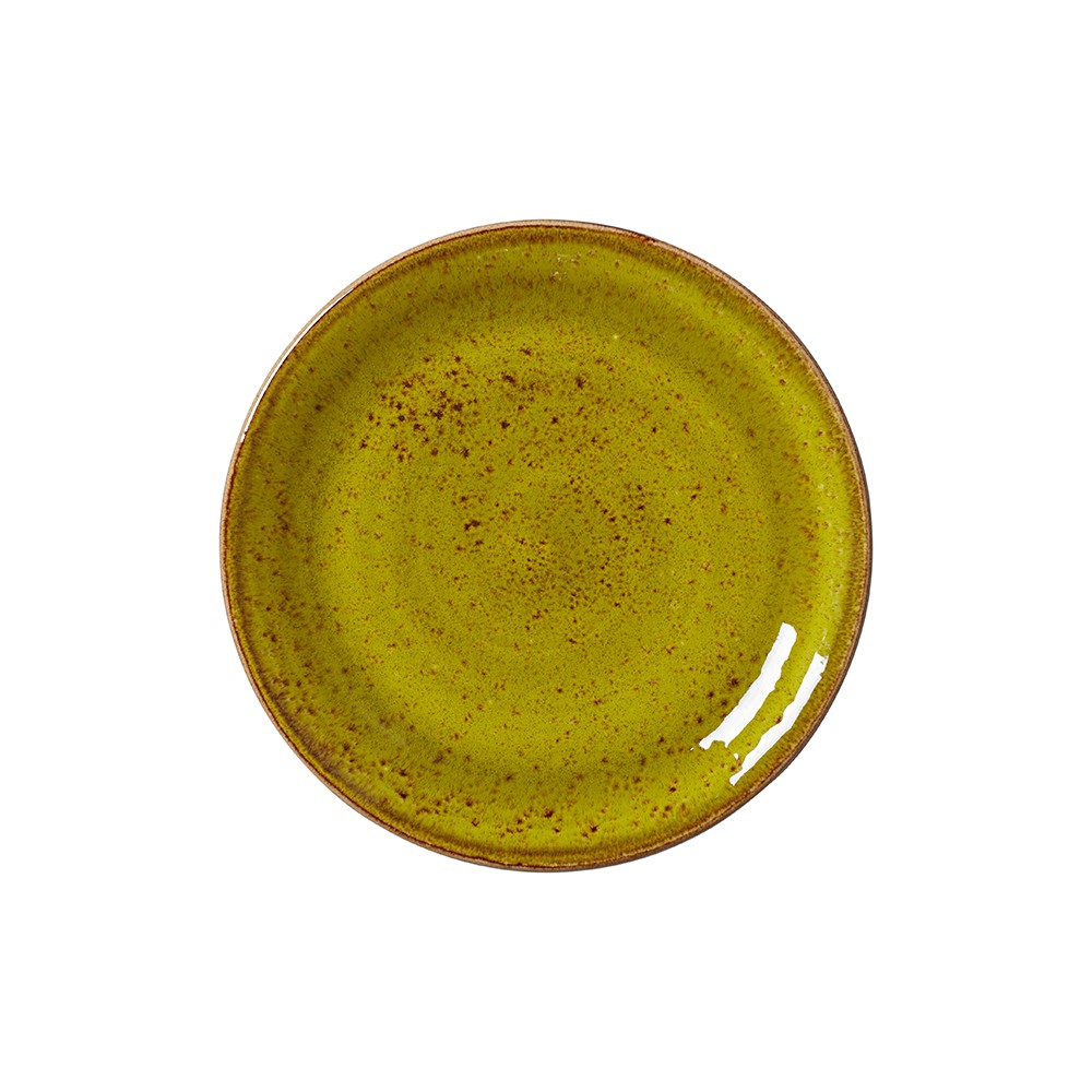 Тарелка мелкая «Крафт Эппл»; фарфор; D=20, H=2см; желто-зел.