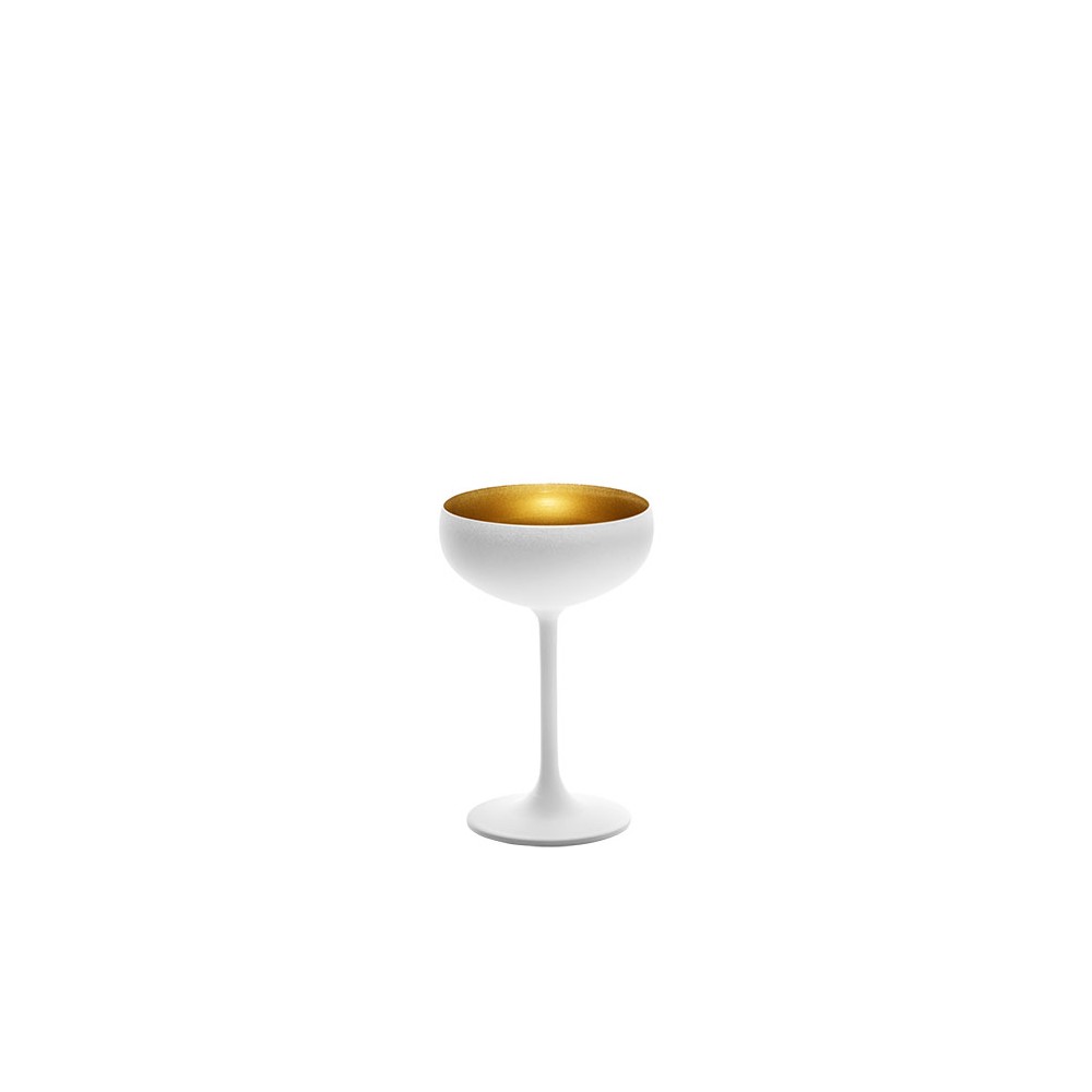 Шампанское-блюдце «Олимпик»; хр.стекло; 230мл; D=95, H=147, B=1мм; белый, золотой