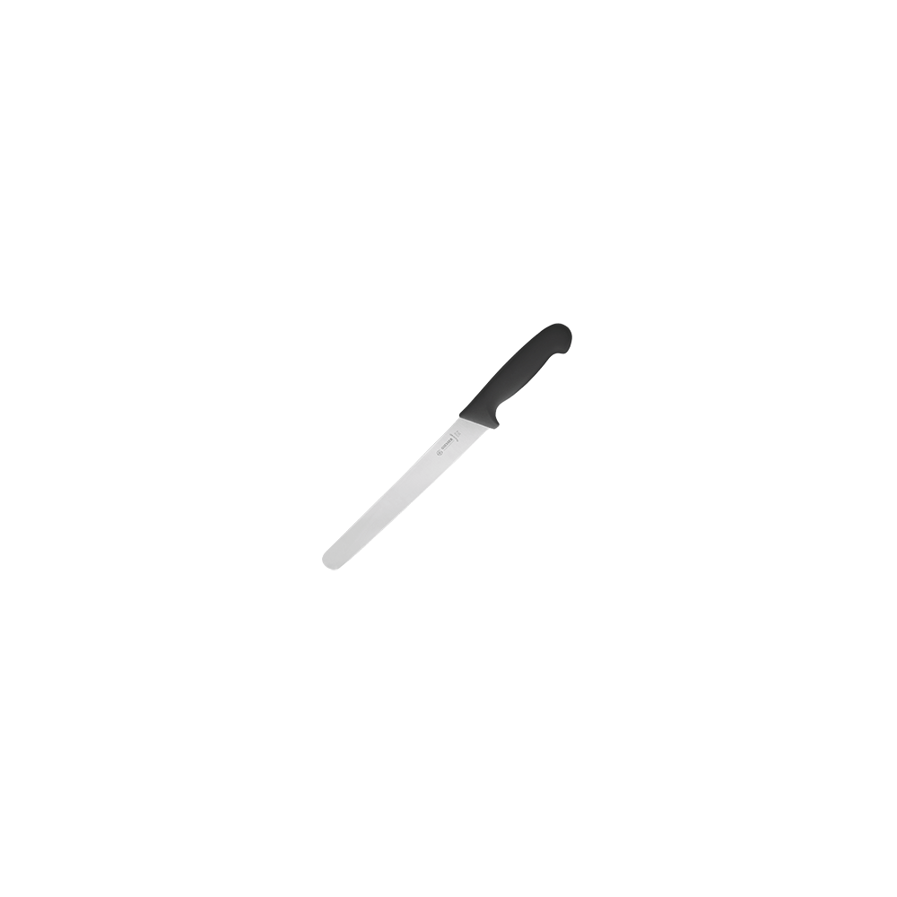 Нож для тонкой нарезки; сталь, пластик; L=38/24, B=3см; черный, металлич.