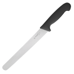 Нож для тонкой нарезки; сталь, пластик; L=38/24, B=3см; черный, металлич.