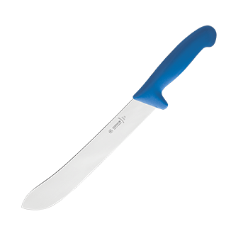 Нож для нарезки мяса; сталь нерж., пластик; L=425/295, B=35мм; синий
