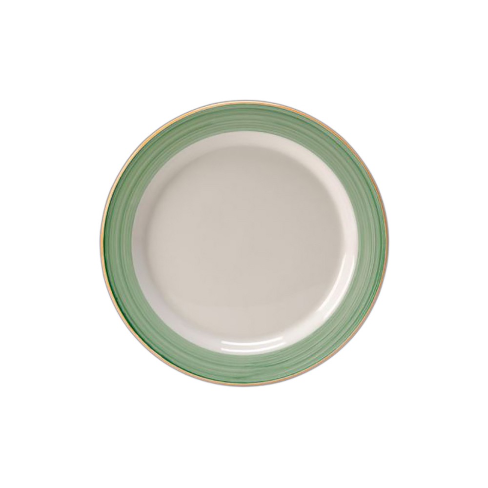 Тарелка мелкая «Рио Грин»; фарфор; D=200, H=15мм; белый, зелен.