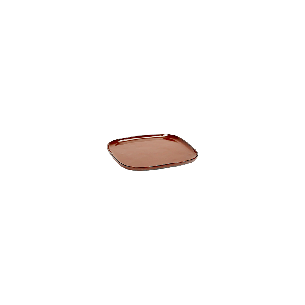 Блюдо квадратное; керамика; H=15, L=254, B=254мм; коричнев.