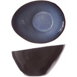 Салатник; керамика; H=85, L=150, B=120мм; синий, черный