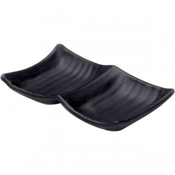 Менажница 2 отделения; пластик; L=136, B=85мм; черный