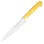 Нож для филе гибкий; сталь нерж., пластик; L=29/18, B=3см; желт., металлич.