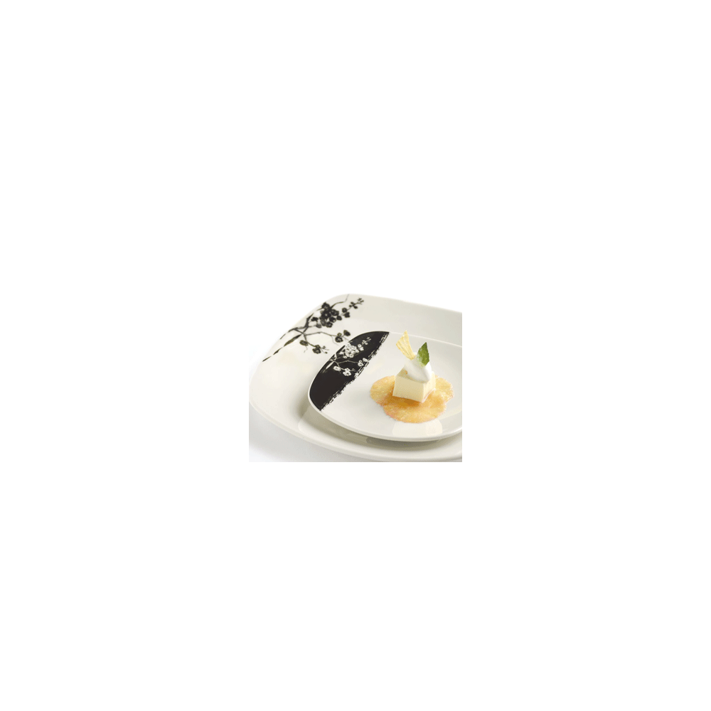 Блюдце «Джапоника»; фарфор; D=148, H=20мм; белый, черный