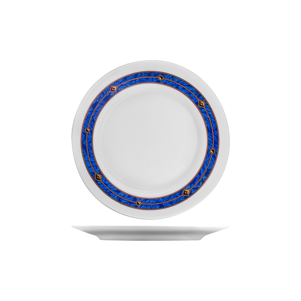 Тарелка мелкая «Астрал»; стекло; D=200, H=19мм; белый, синий
