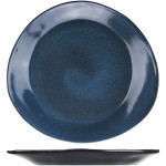 Тарелка «Млечный путь голубой»; фарфор; L=28, B=25, 5см; голуб., черный