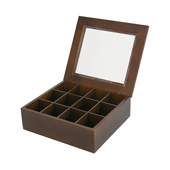 Контейнер для пакетиков чая 12 отделений; дерево, акрил; H=10, L=31, B=28см; тем.дерево