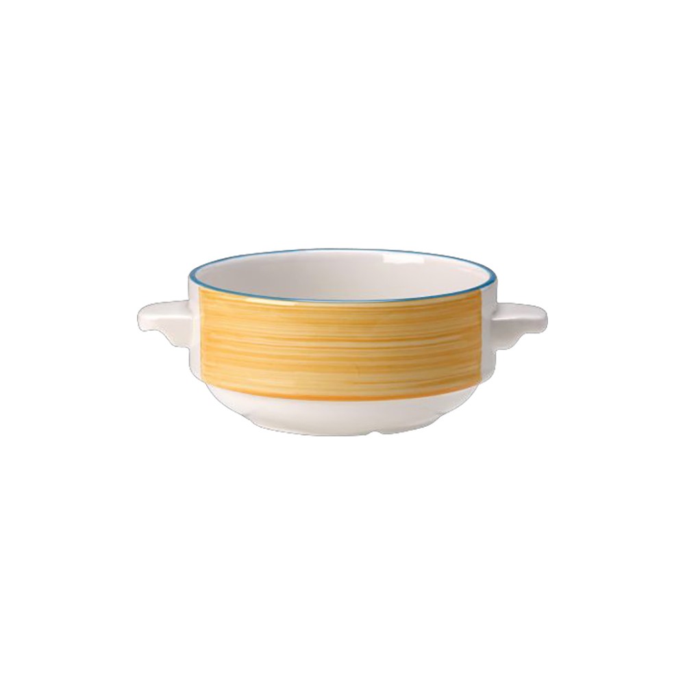 Чашка бульонная «Рио Еллоу»; фарфор; 285мл; D=11, H=6см; белый, желт.
