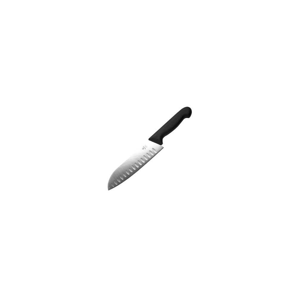 Нож кухонный «Сантоку»; сталь, пластик; L=180, B=65мм; черный, металлич.