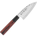 Нож кухонный «Нара» односторонняя заточк; сталь нерж., дерево; L=220/105, B=36мм; металлич., тем.дерево