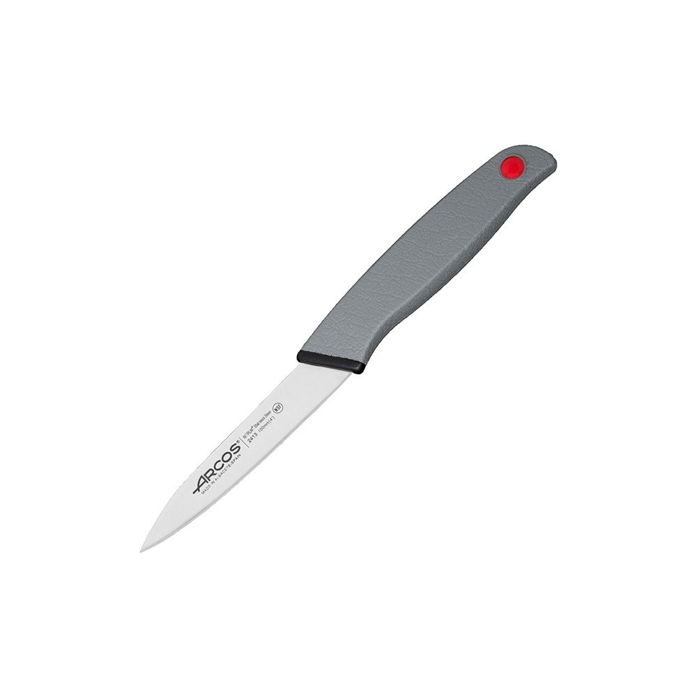 Нож для чистки овощей и фруктов; сталь нерж.; L=10см; металлич., серый