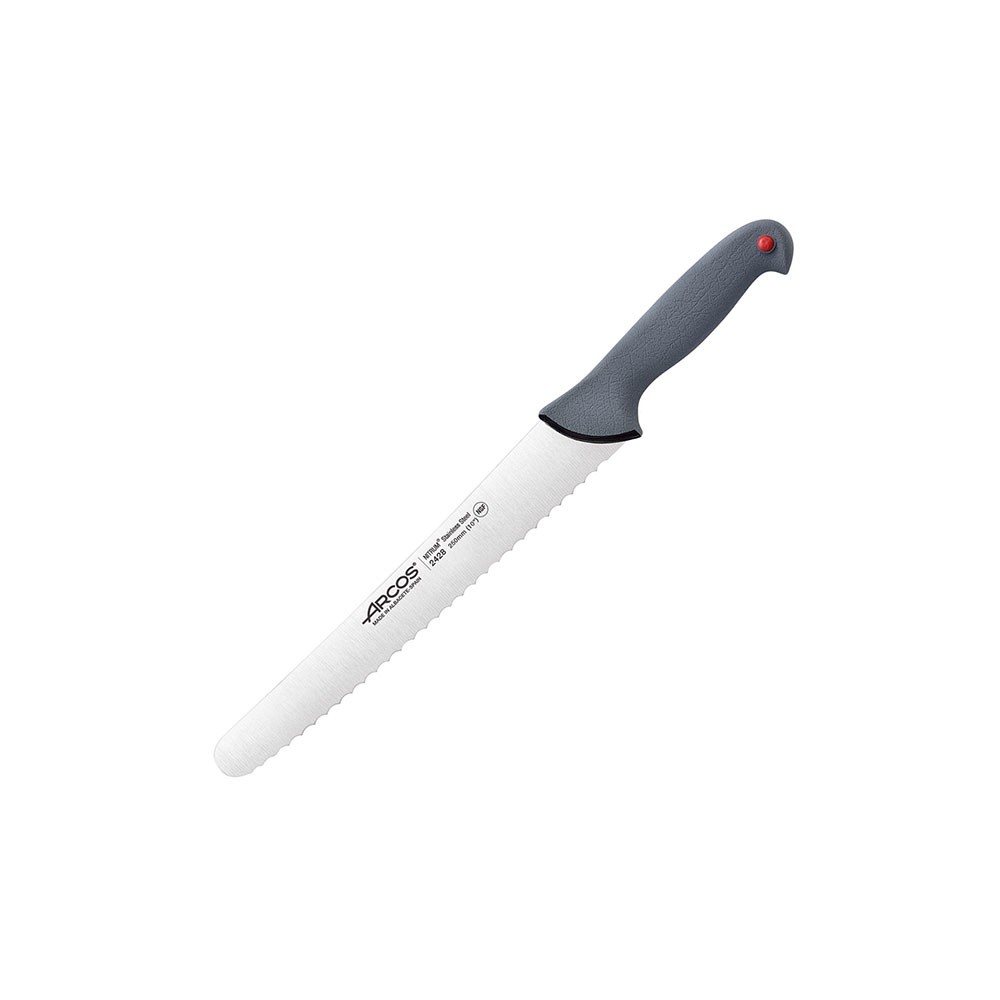 Нож для хлеба «Колор проф»; сталь нерж., полипроп.; L=38/25см; серый