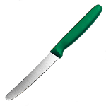 Нож кухонный; сталь нерж., пластик; L=110, B=45мм; зелен., металлич.