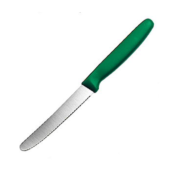 Нож кухонный; сталь нерж., пластик; L=110, B=45мм; зелен., металлич.