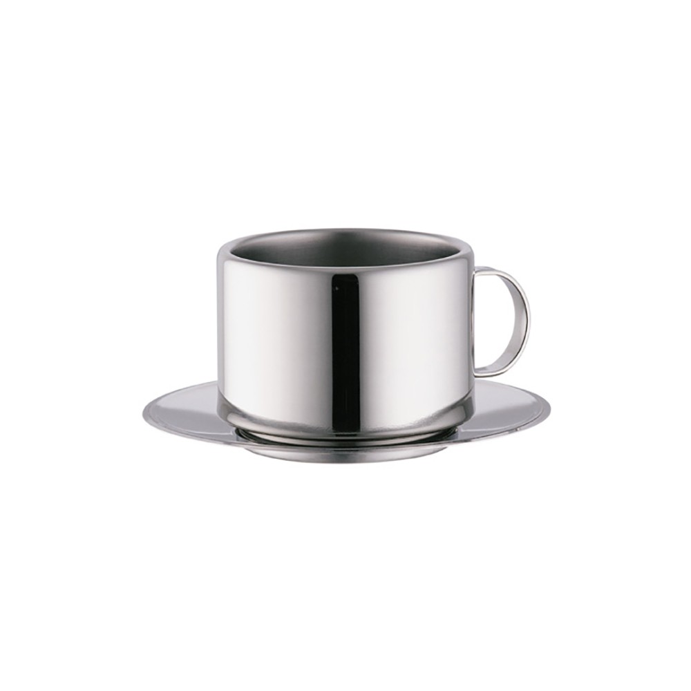 Набор чайных чашек; сталь нерж.; 250мл; D=90, H=90, B=145мм; металлич.