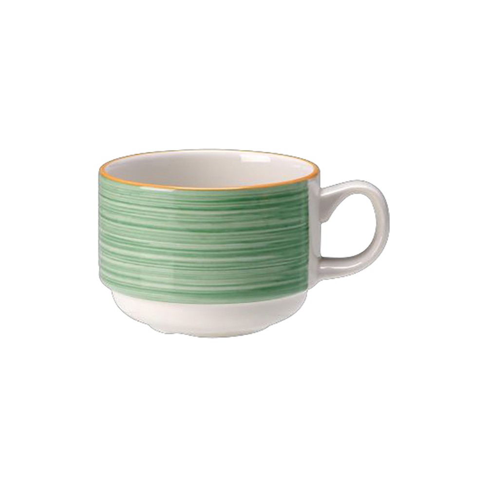 Чашка чайная «Рио Грин»; фарфор; 200мл; D=8, H=6см; белый, зелен.