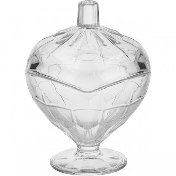 Конфетница с крышкой; стекло; 288мл; H=14, 8см; прозр.