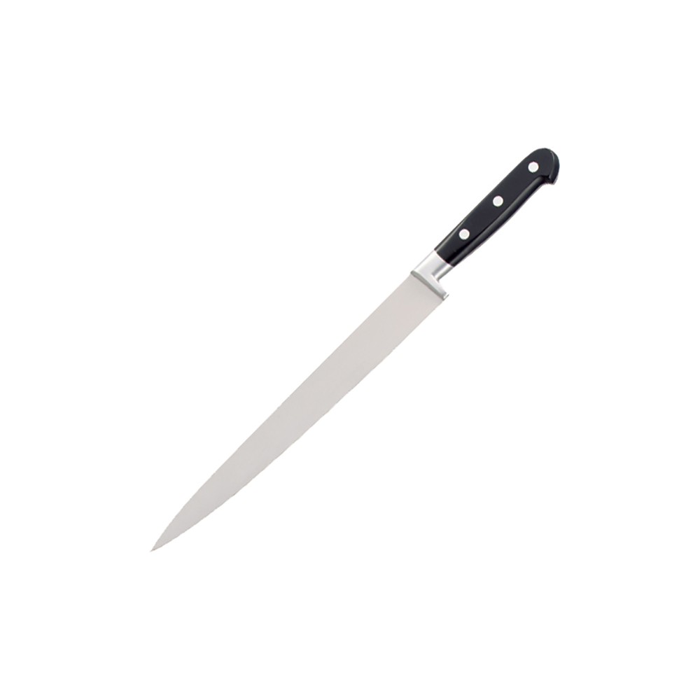 Нож для тонкой нарезки; сталь нерж., пластик; L=25см; черный, металлич.