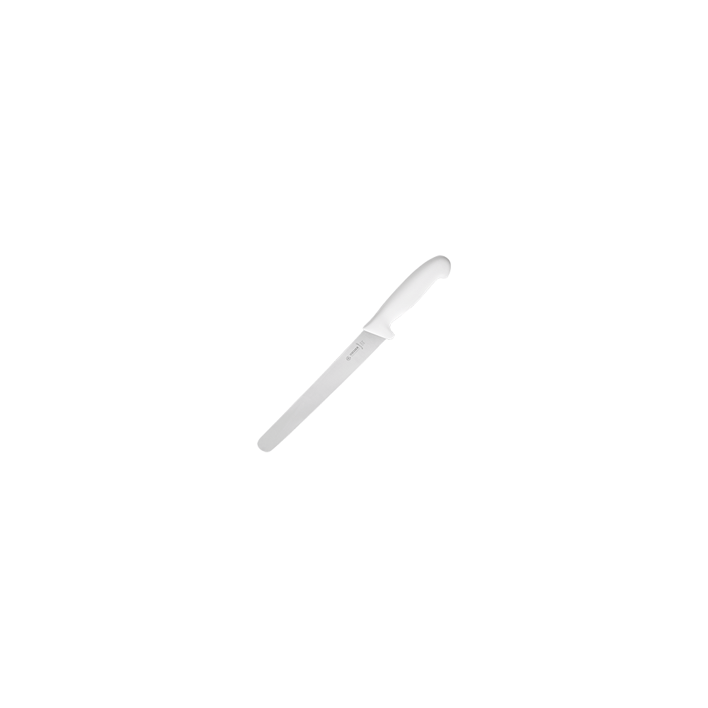 Нож для тонкой нарезки; сталь нерж., пластик; L=38/24, B=3см; белый, металлич.