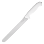 Нож для тонкой нарезки; сталь нерж., пластик; L=38/24, B=3см; белый, металлич.