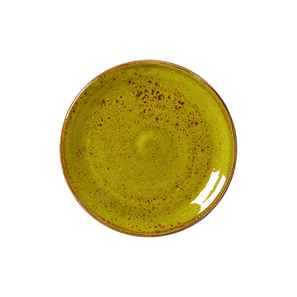 Тарелка пирожковая «Крафт Эппл»; фарфор; D=15, H=2см; желто-зел.