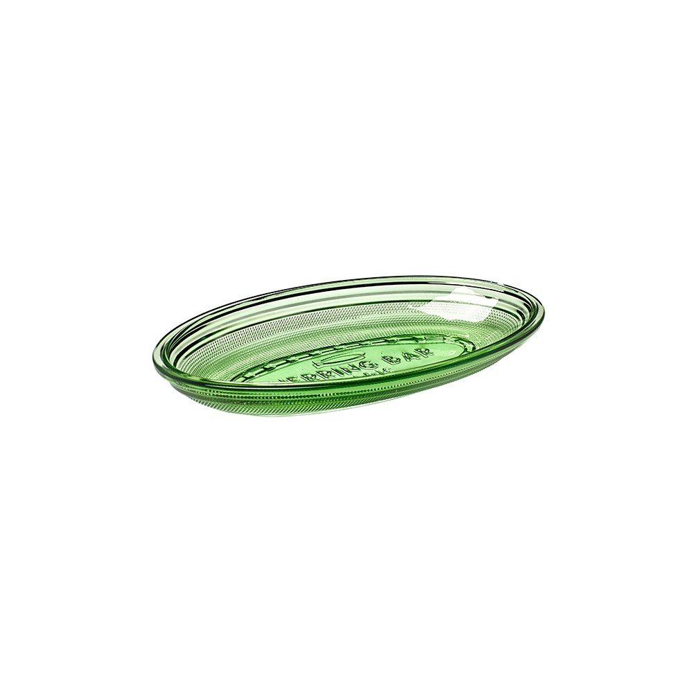Блюдо сервировочное; стекло; L=26, B=14см; зелен., прозр.