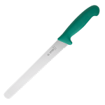 Нож для хлеба; L=438/287, B=32мм; зелен., металлич.