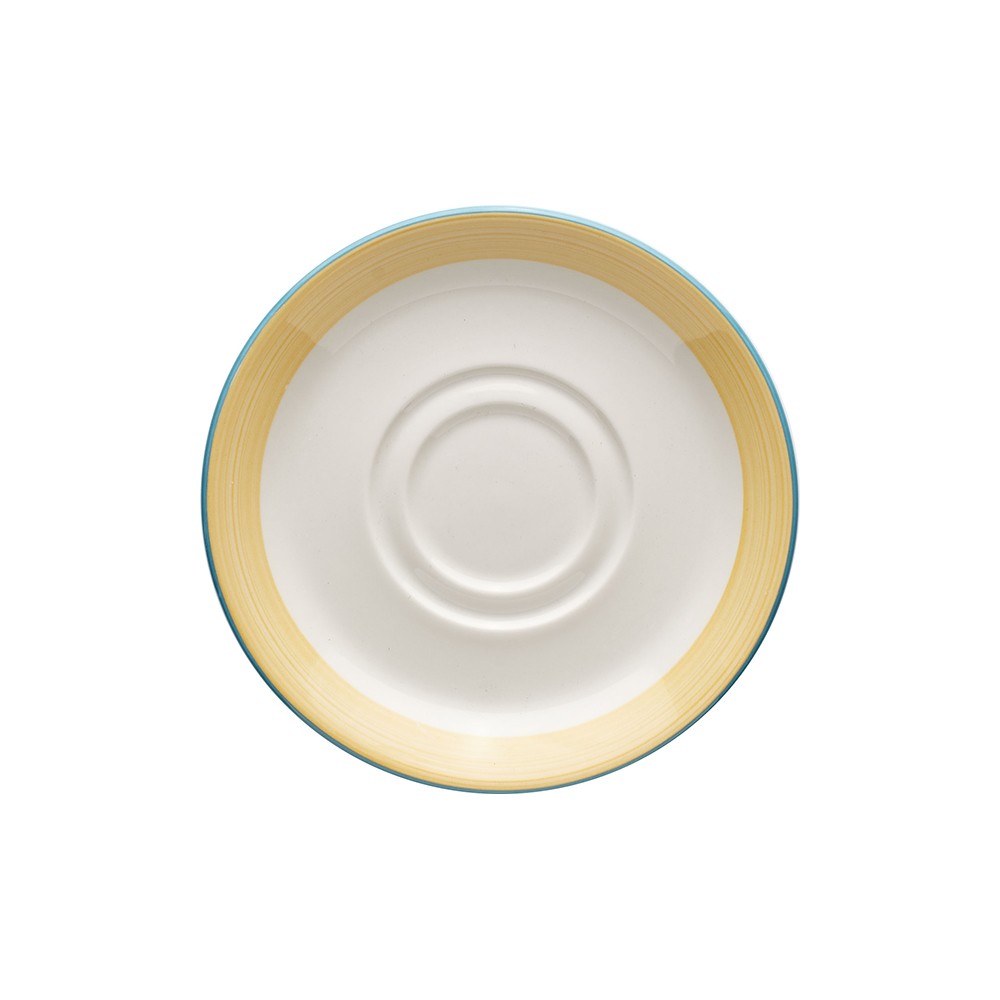 Блюдце «Рио Йеллоу»; фарфор; D=165, H=18мм; белый, желт.