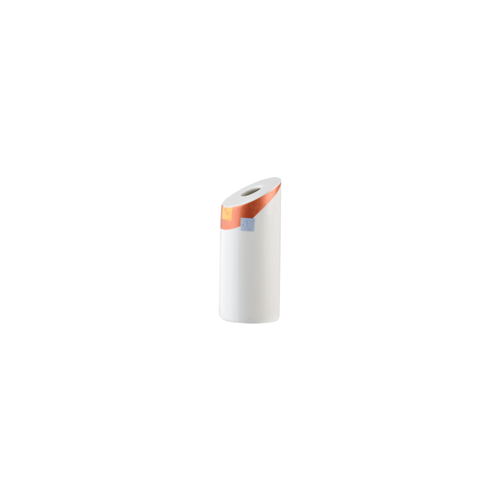 Ваза для цветов «Зен»; фарфор; D=48, H=110мм; белый, оранжев.