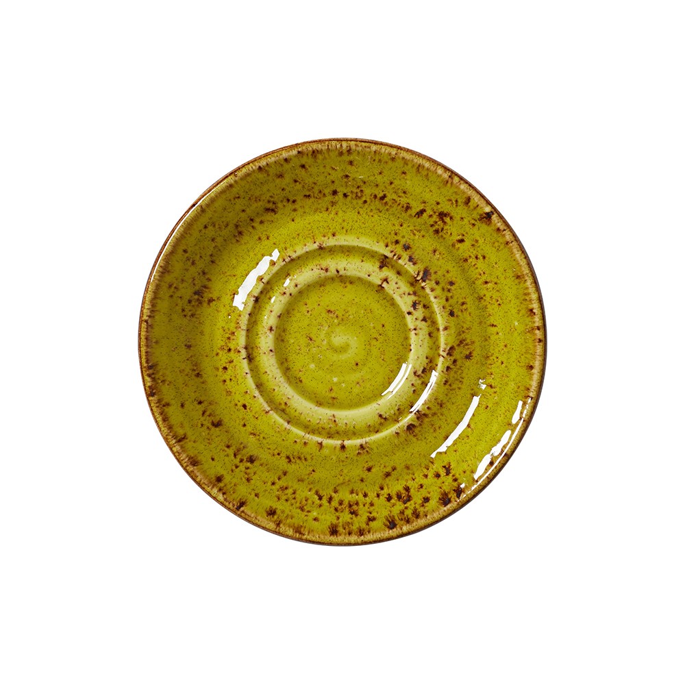Блюдце «Крафт Эппл»; фарфор; D=145, H=17мм; желто-зел.