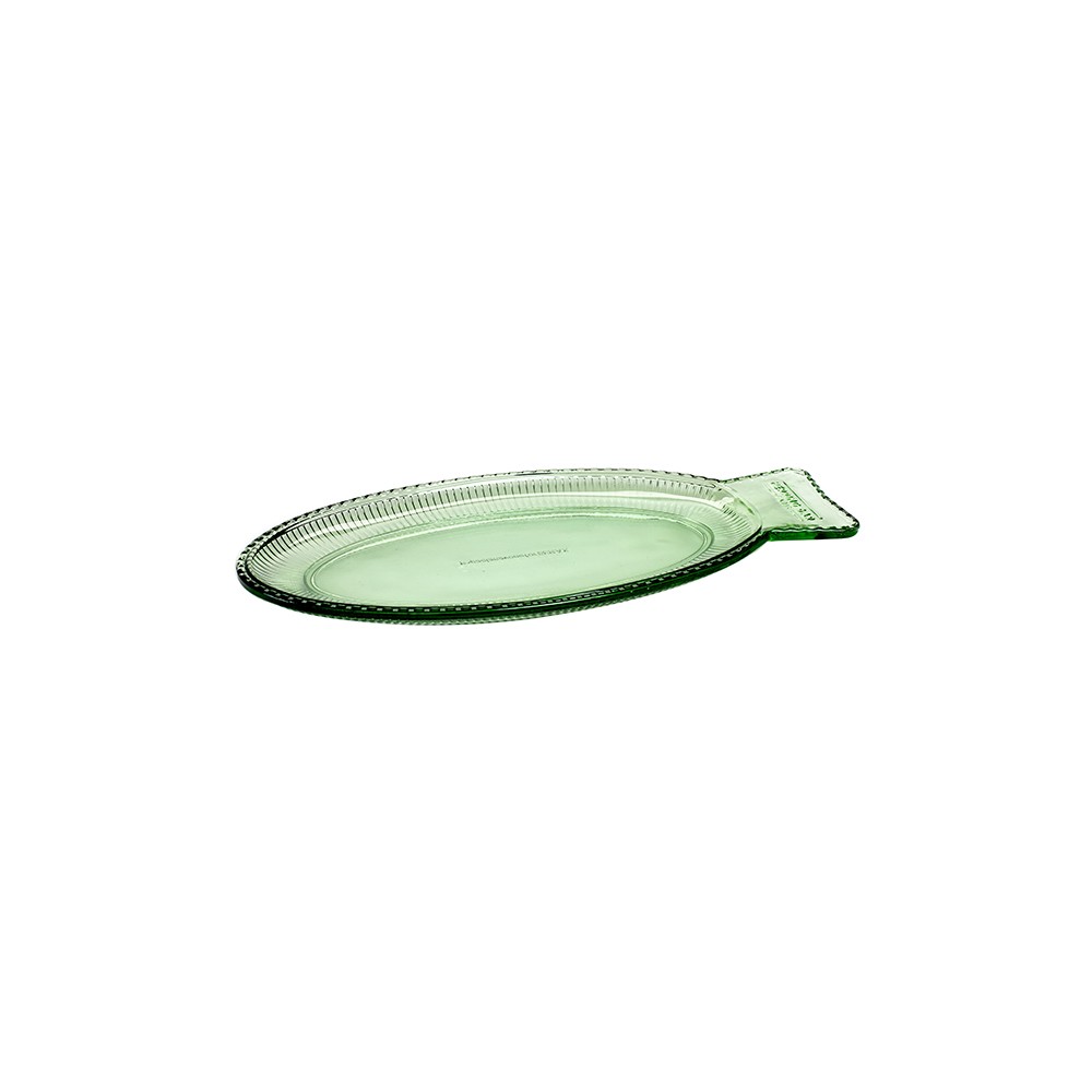 Блюдо сервировочное; стекло; H=22, L=350, B=160мм; зелен., прозр.