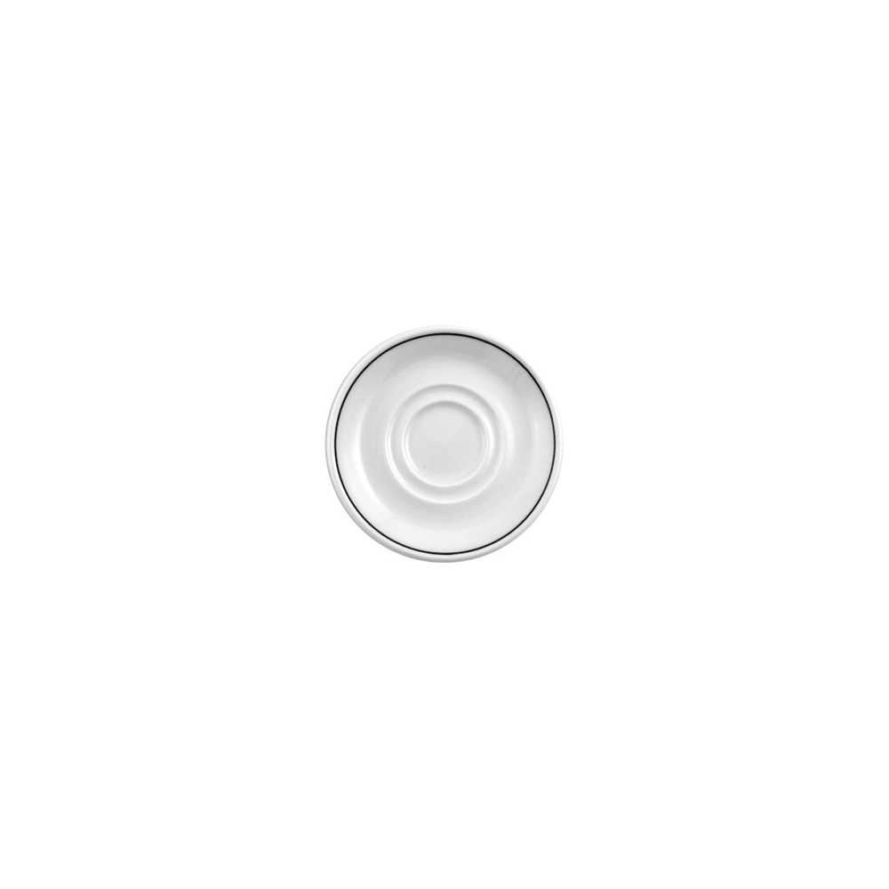 Блюдце «Блэк Лайн»; фарфор; D=113, H=15мм; белый, черный