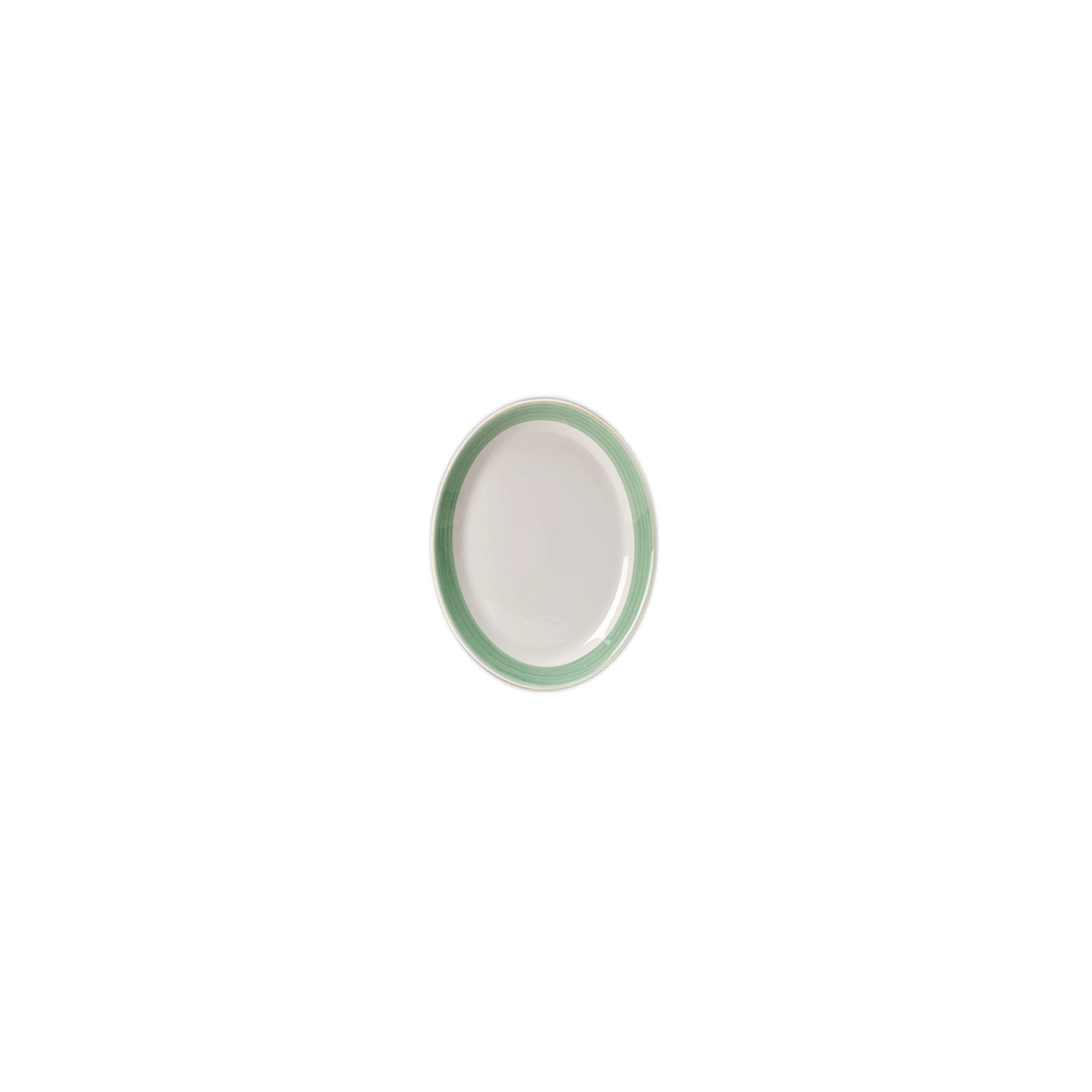 Блюдо овальное «Рио Грин»; фарфор; L=20см; белый, зелен.