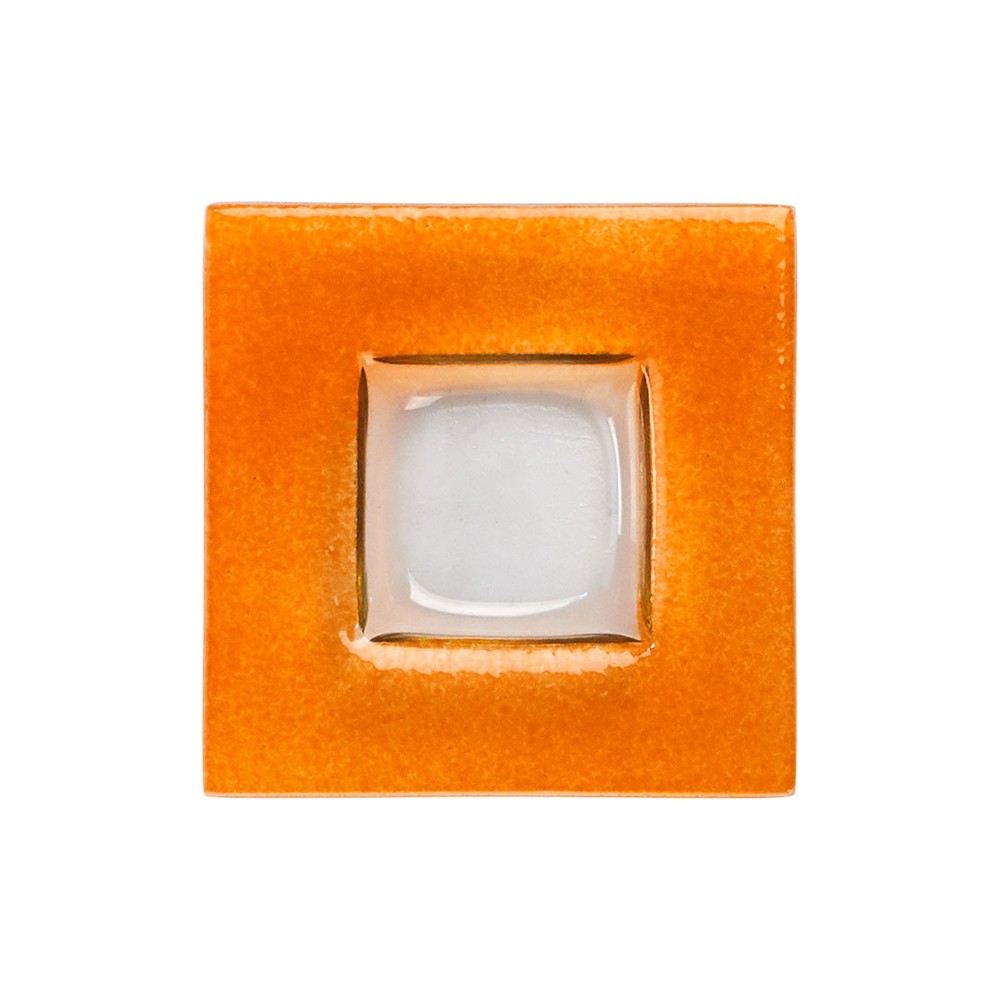 Тарелка квадратная «Бордер»; стекло; H=21, L=130, B=130мм; прозр., оранжев.