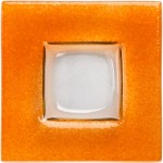 Тарелка квадратная «Бордер»; стекло; H=21, L=130, B=130мм; прозр., оранжев.