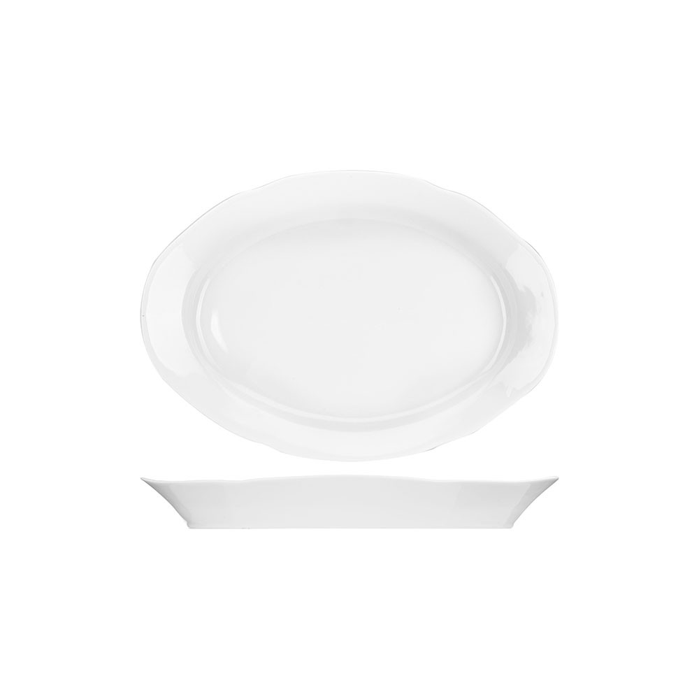 Блюдо овальное «Идиллия»; фарфор; H=42, L=330, B=236мм; белый