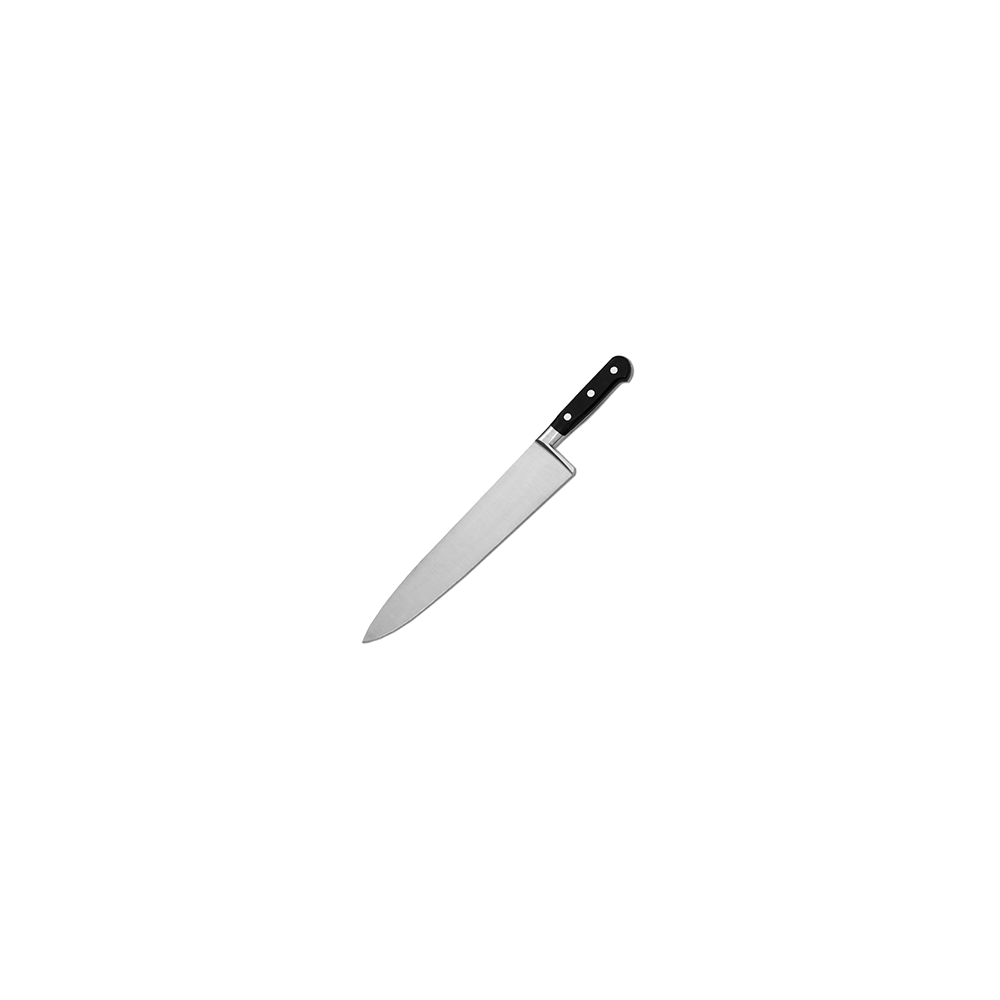 Нож для нарезки мяса; сталь, пластик; L=25см; черный, металлич.