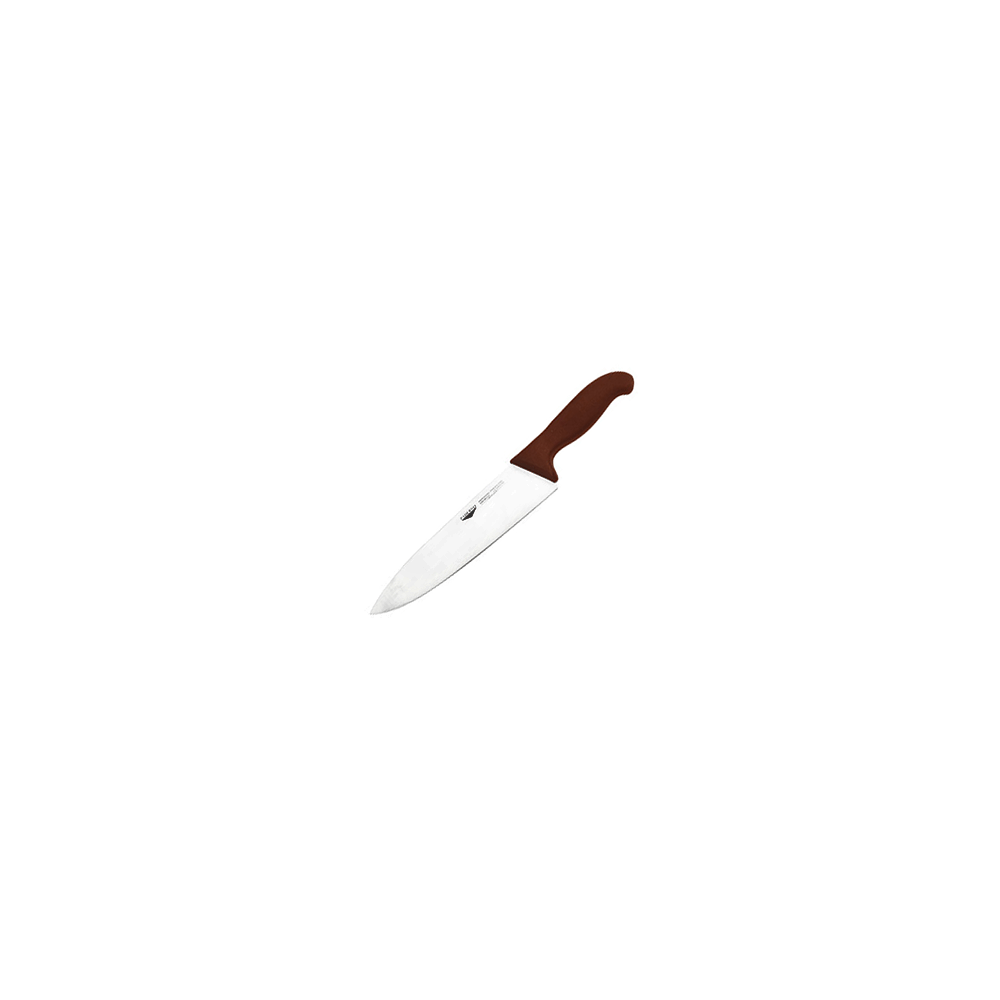 Нож поварской; пластик, сталь нерж.; L=23/36, B=3см; коричнев., металлич.