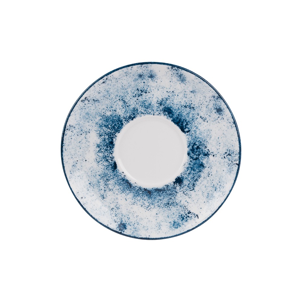 Блюдце с декором «Аида»; фарфор; D=16см; белый, синий