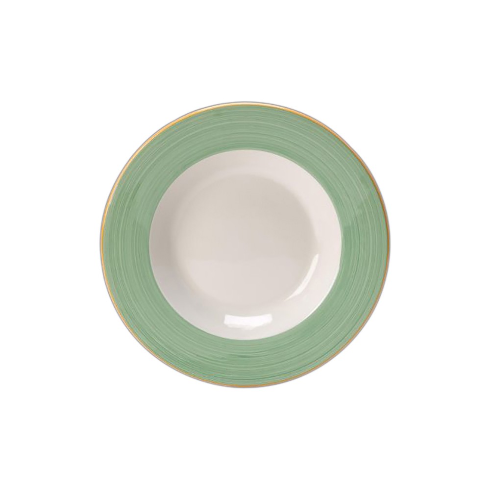 Тарелка для пасты «Рио Грин»; фарфор; D=27см; белый, зелен.