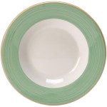 Тарелка для пасты «Рио Грин»; фарфор; D=27см; белый, зелен.