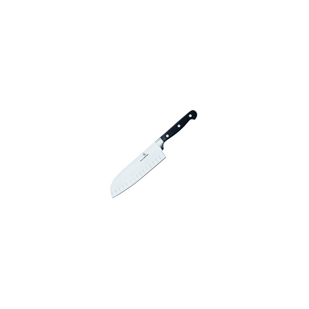 Нож кухонный «Сантоку»; сталь нерж., пластик; L=18см; черный, металлич.