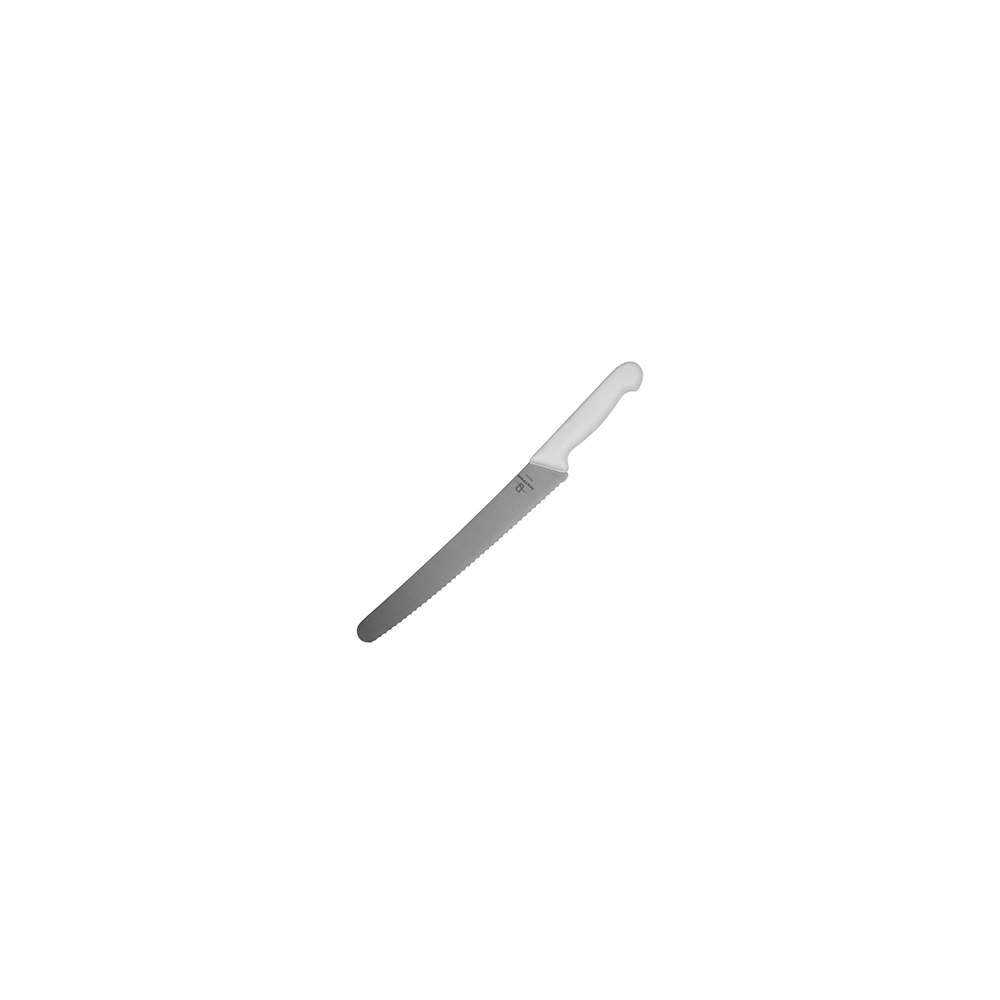 Нож кондитерский; сталь нерж., пластик; H=20, L=375/240, B=39мм; белый, металлич.