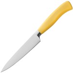 Нож кухонный универсальный «Платинум»; сталь нерж., пластик; L=29/16, B=3см; желт., металлич.