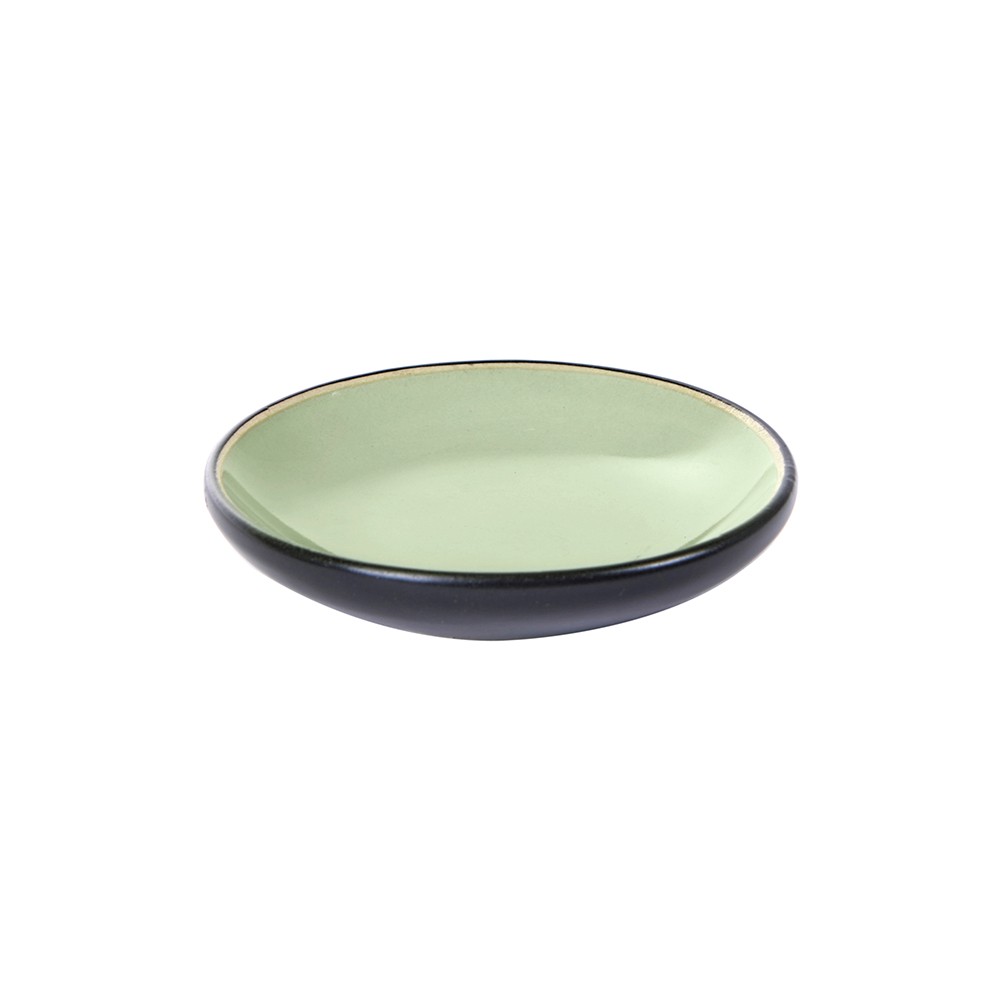 Тарелка мелкая «Пьюр»; керамика; D=75, H=15мм; зелен., черный